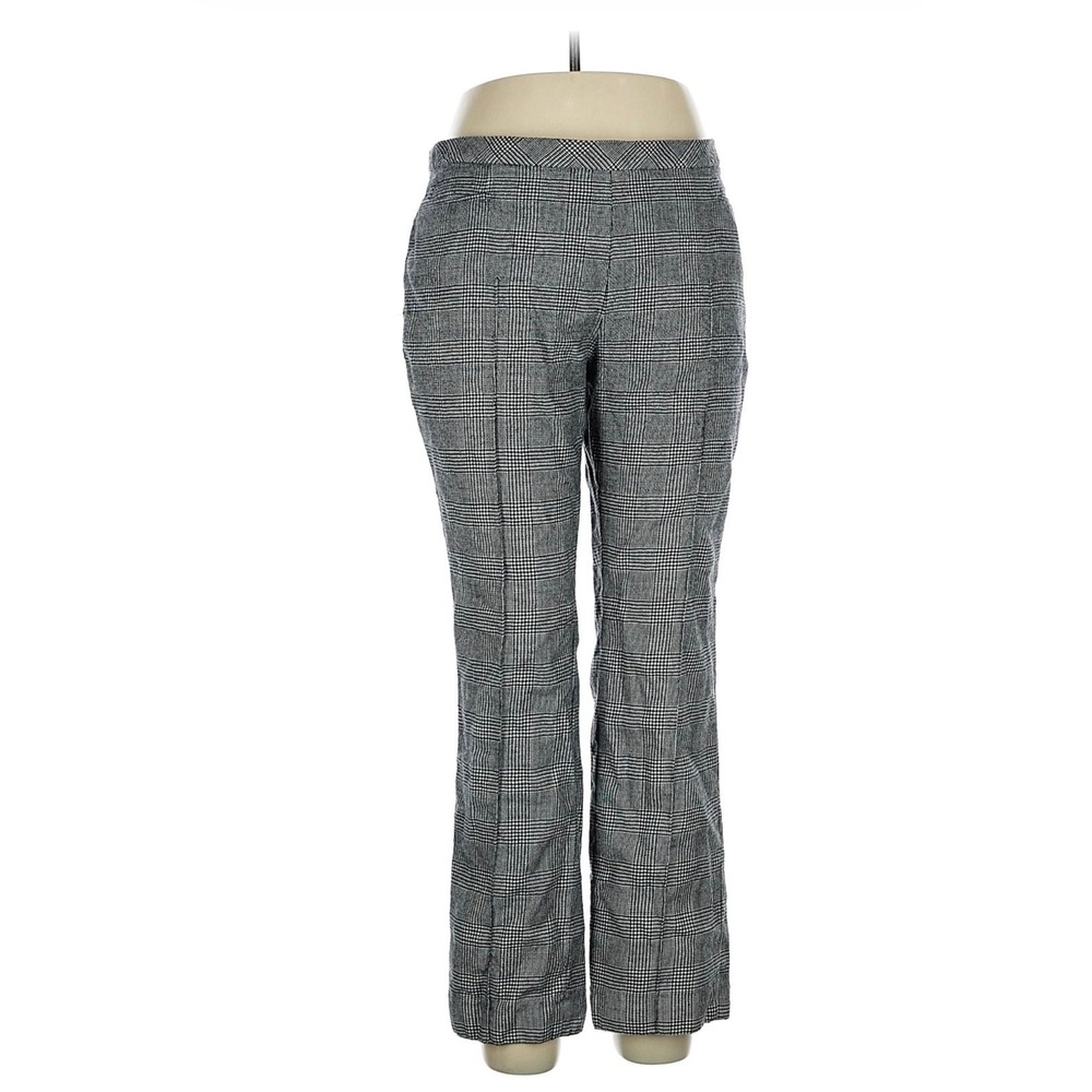 Akris Punto Herringbone Wool Pants Womens 14 Grey Glen Plaid Trousers Career